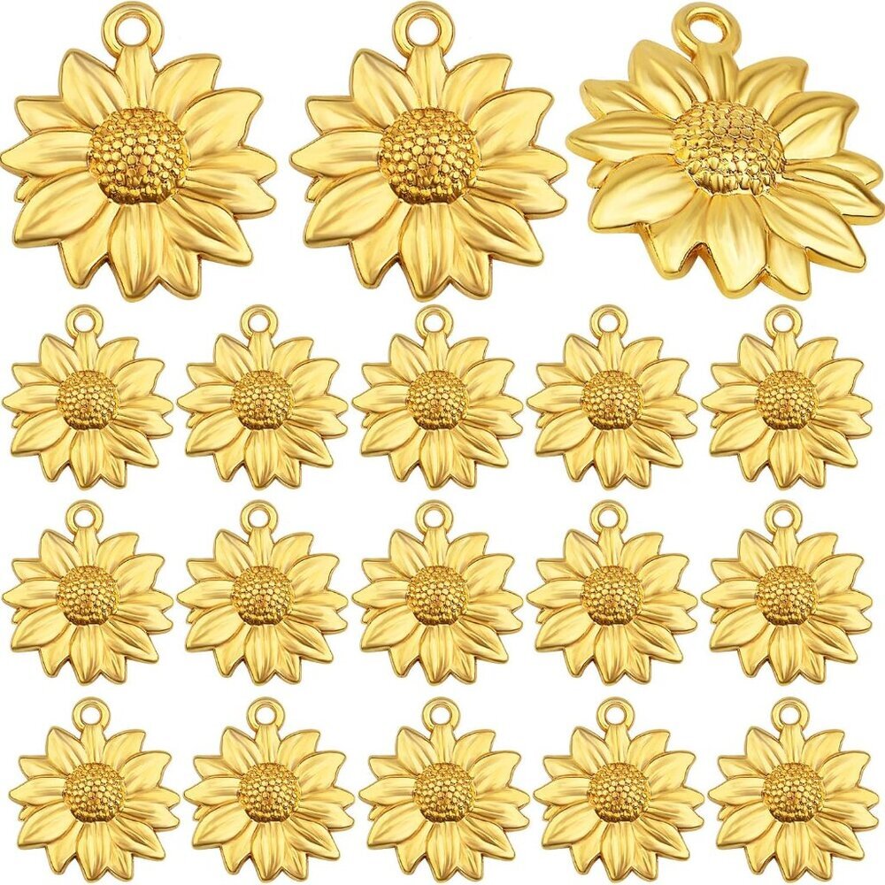 60pcs Sunflower Pendant Charms Alloy Sunflower Bead Charms Flower Charms Pendant